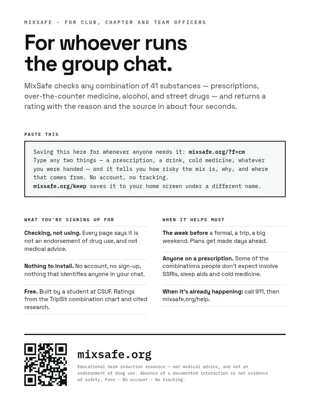 Club officer one-pager — Letter, approval-safe